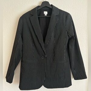 Black and White Striped Women's Blazer